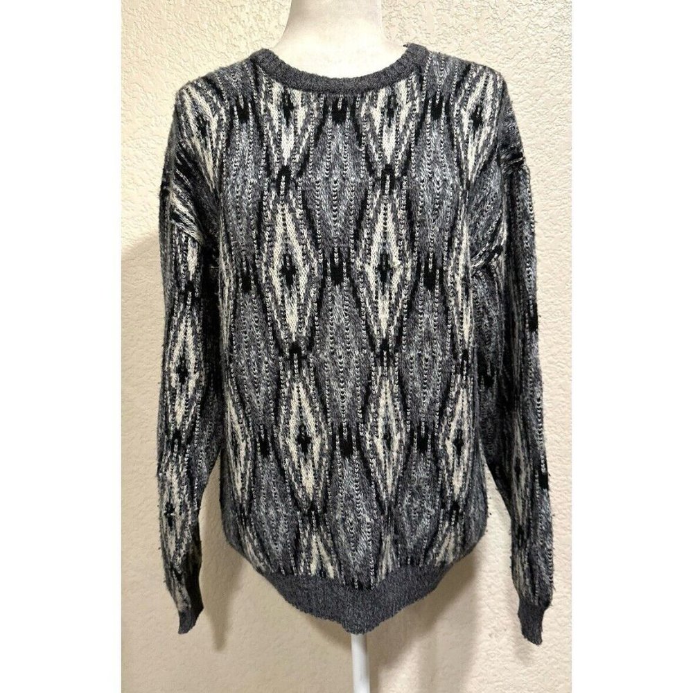 Mardi Italy Wool Grey Abstract Vintage 80s Sweater